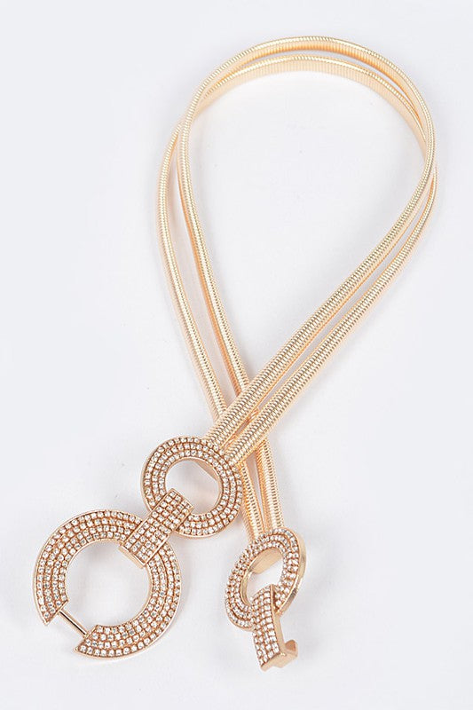 DOUBLE RING METAL STRETCH BELT - GOLD