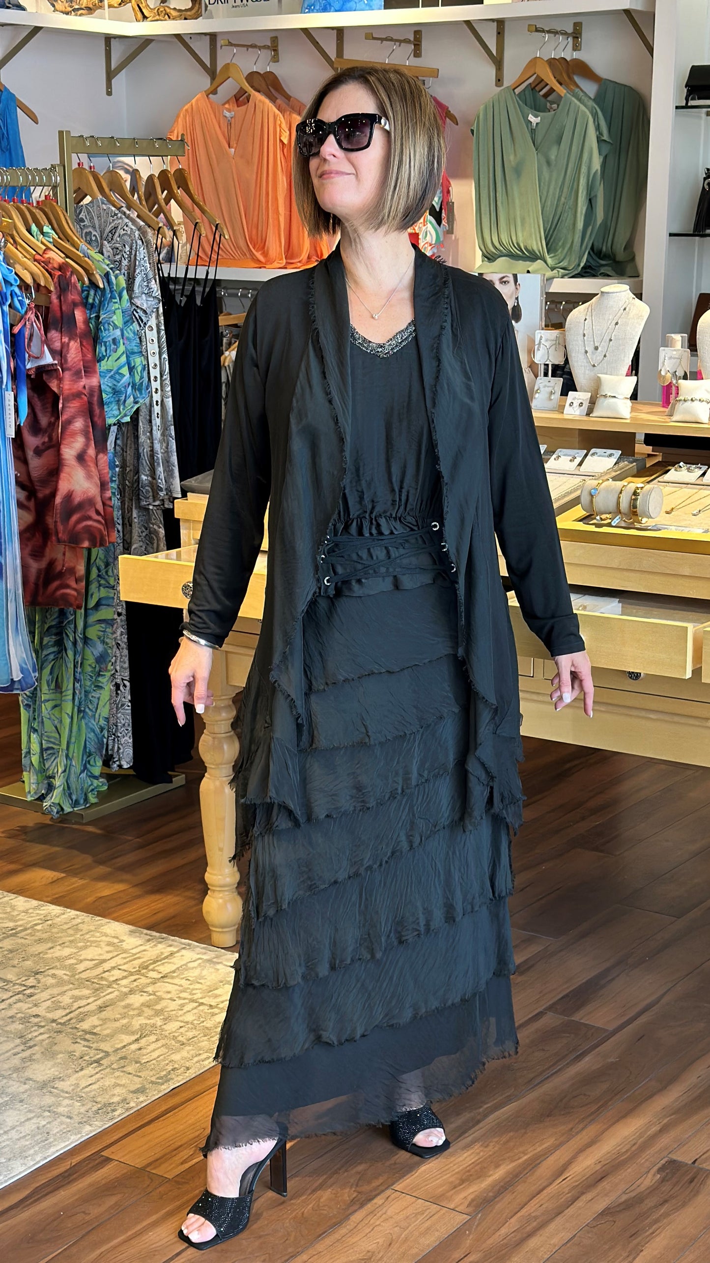 ITALIAN SILK CARDIGAN - BLACK