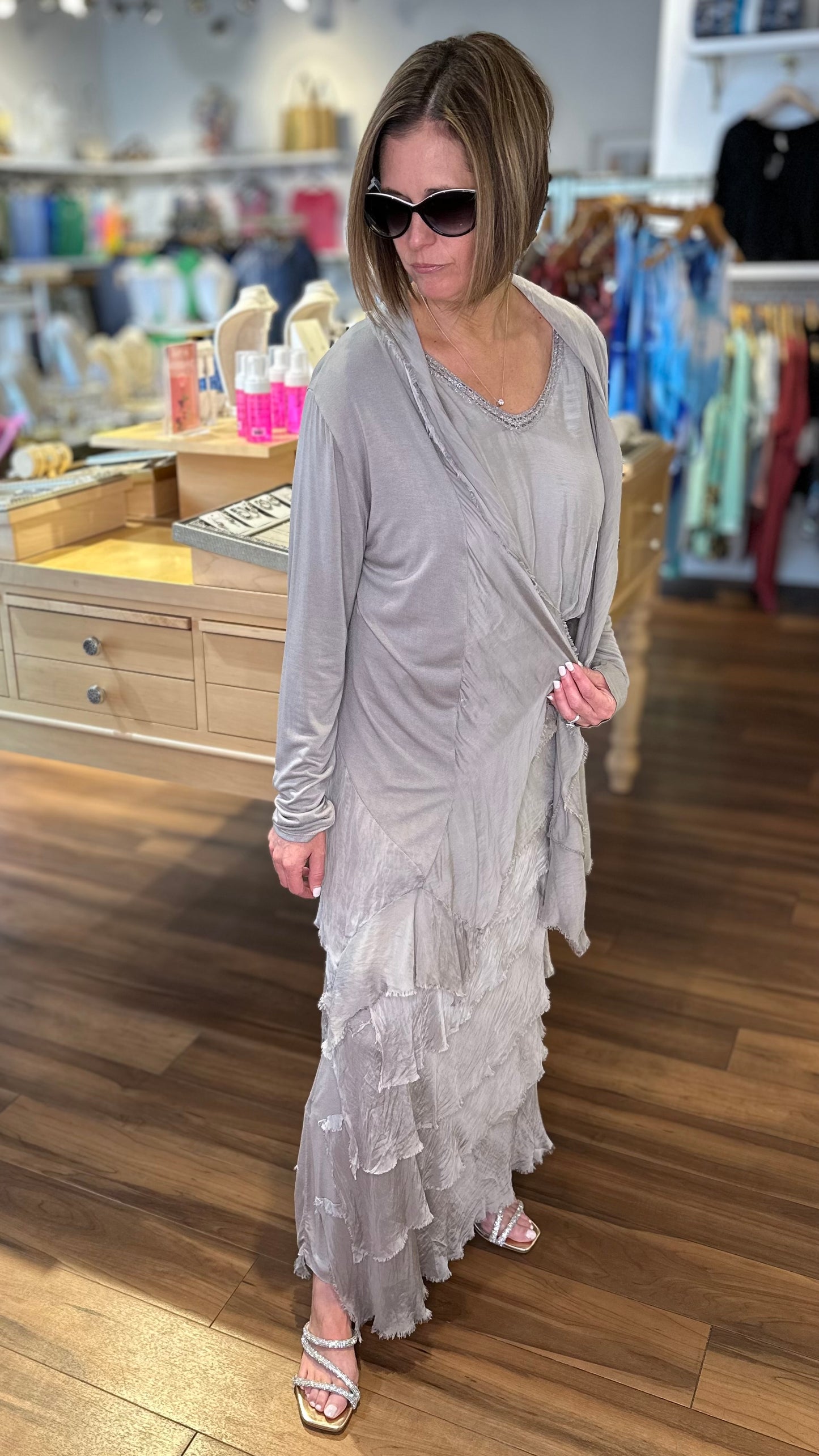 ITALIAN SILK CARDIGAN - TAUPE