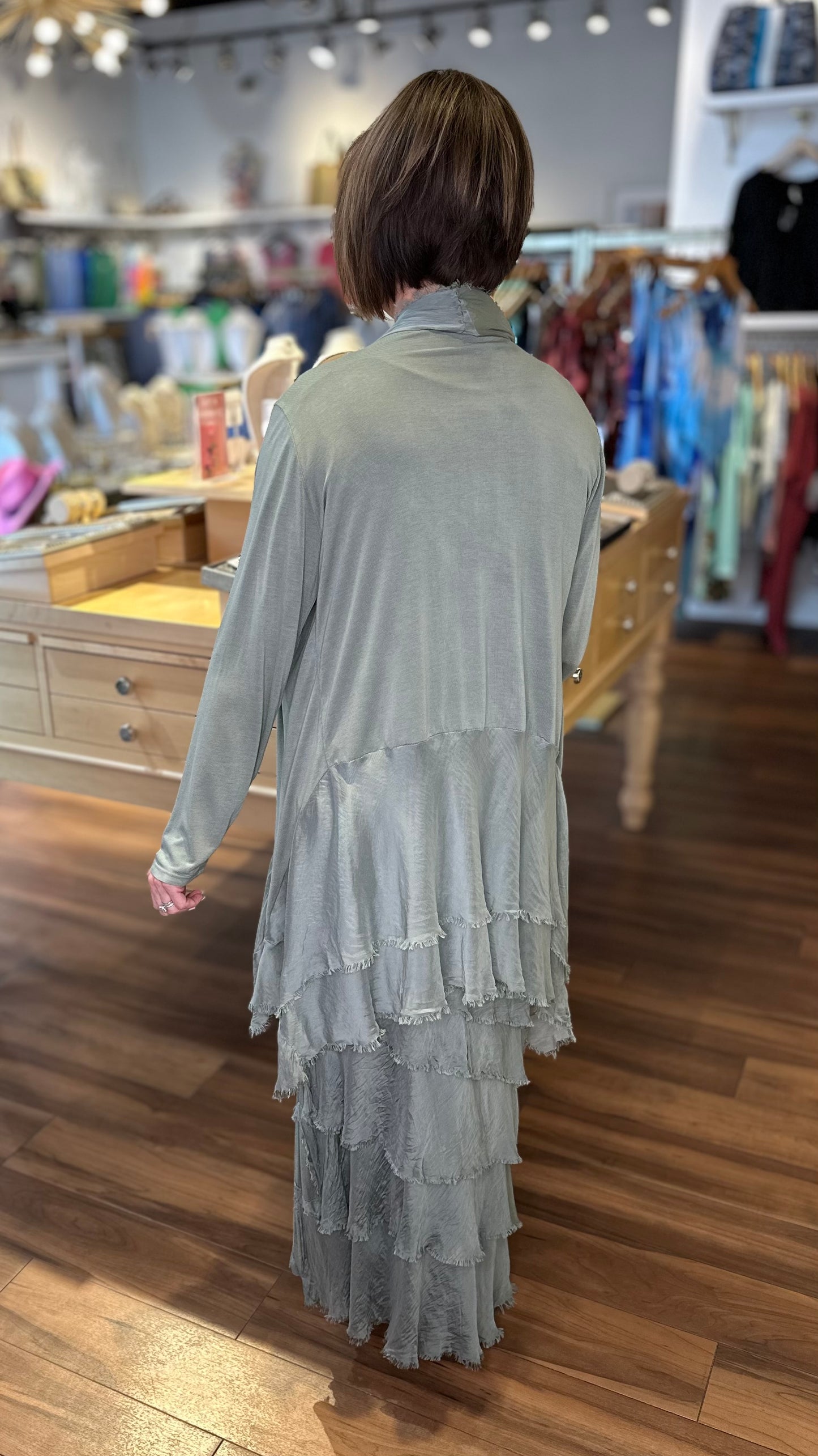 ITALIAN SILK CARDIGAN - OLIVE