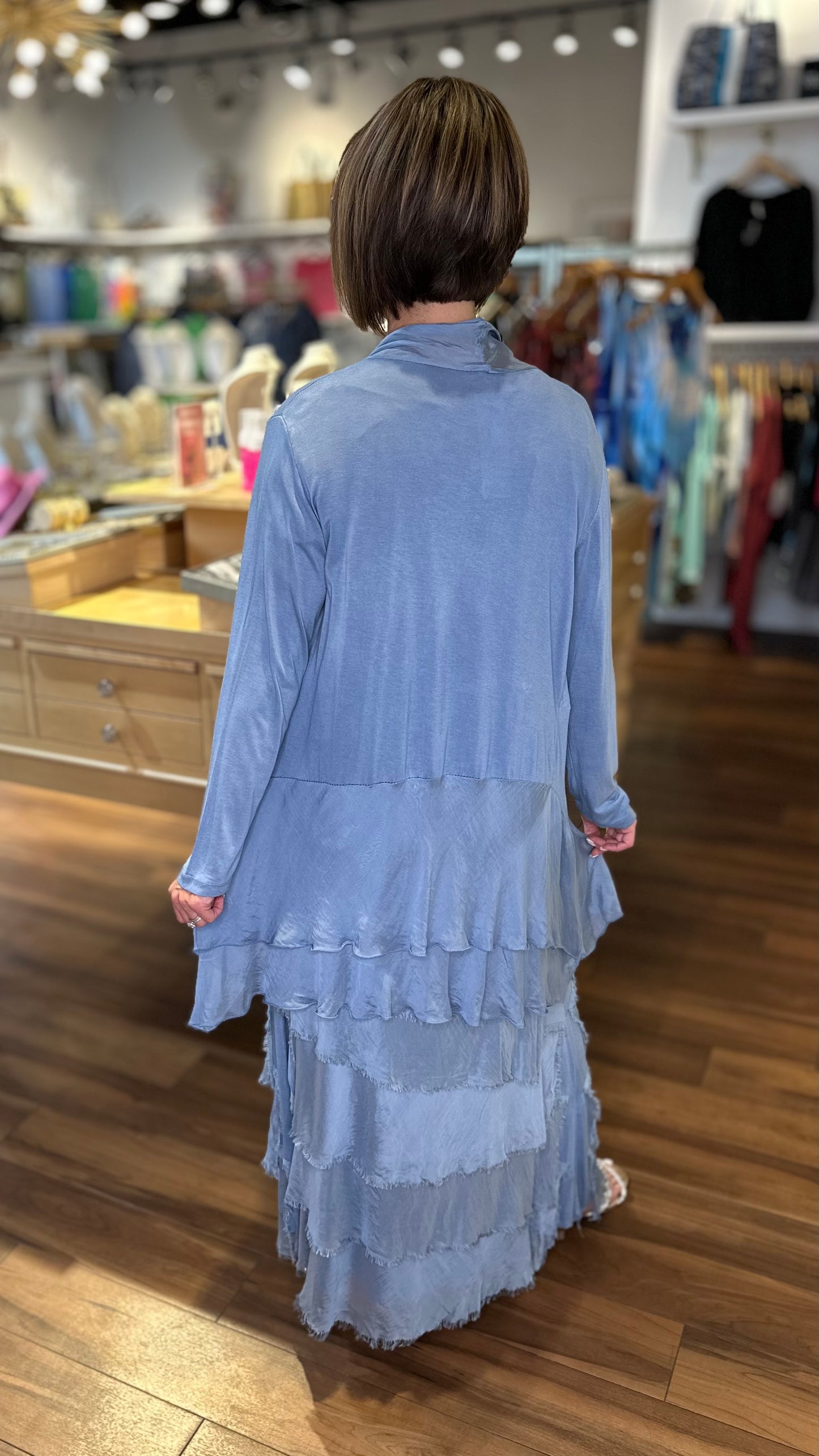 ITALIAN SILK CARDIGAN - LIGHT BLUE
