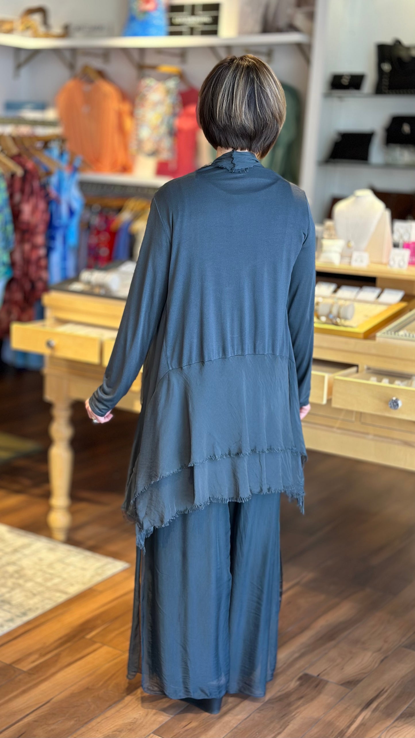 ITALIAN SILK CARDIGAN - DARK GREY