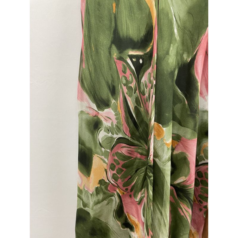 FLORAL PRINTED SILK DRESS - OLIVE