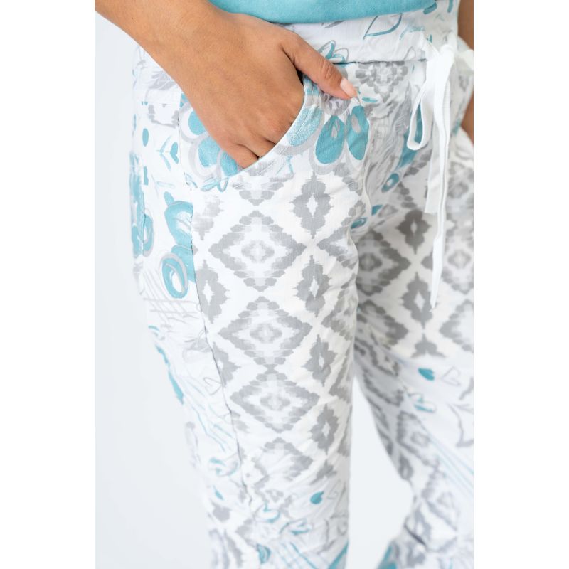 "HEART" PRINTED PANTS - WHITE