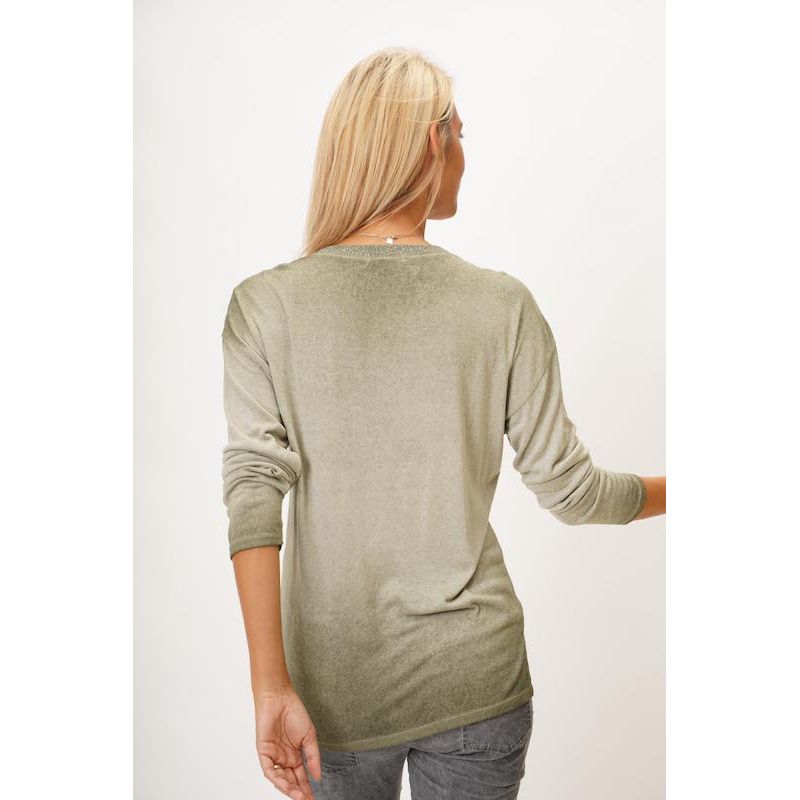 LACE HEART AND STUD SWEATER - OLIVE