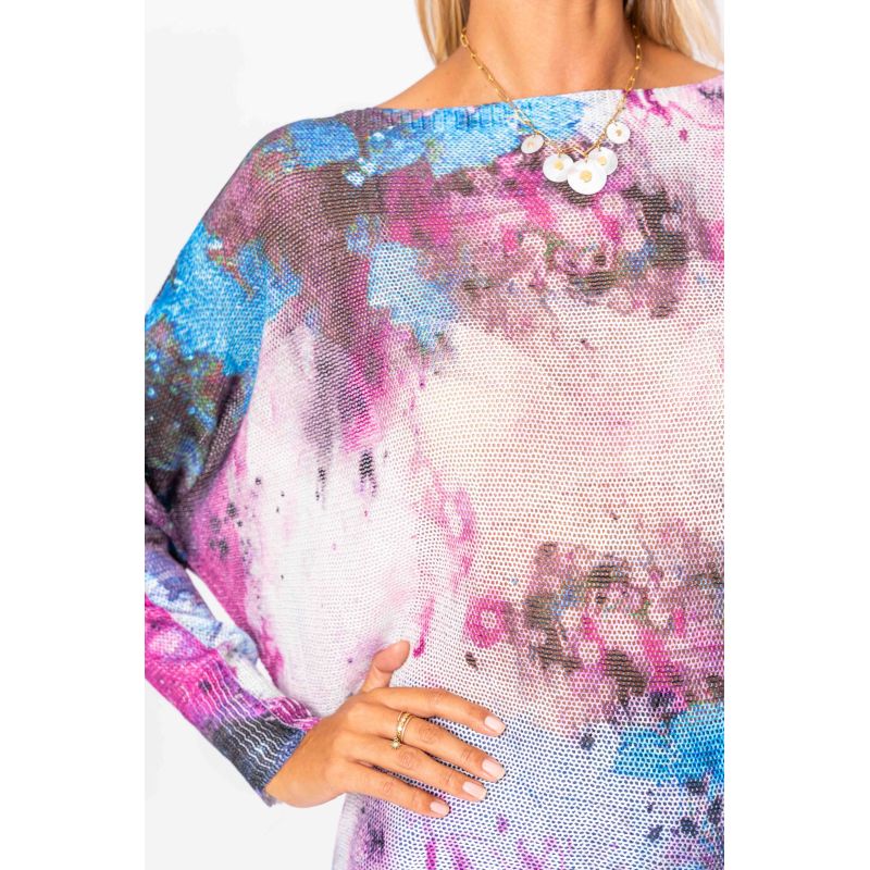 PAINT SPRAY PRINTED SWEATER - BURGUNDY