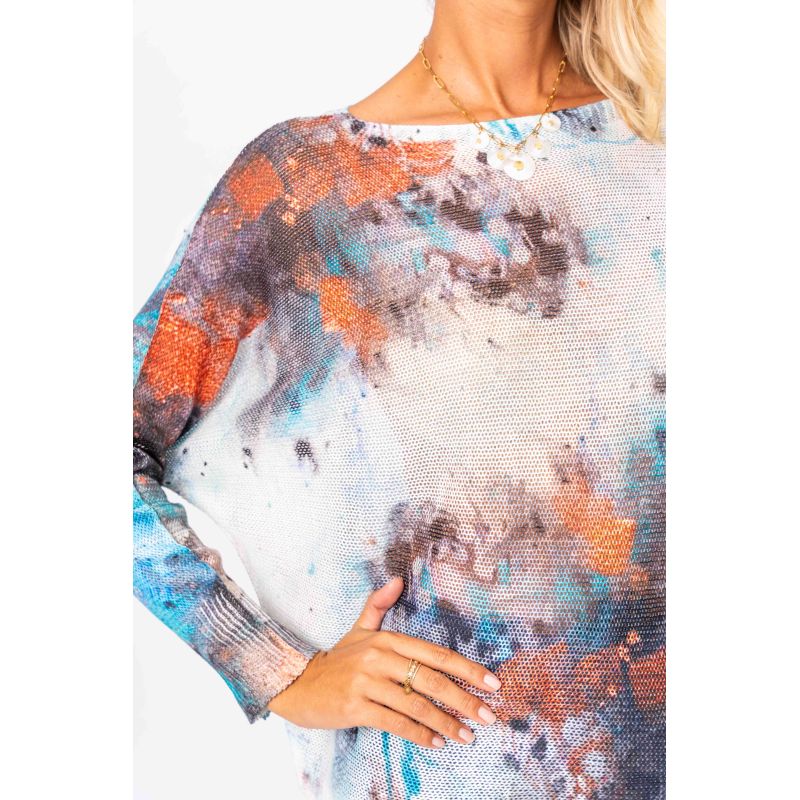 PAINT SPRAY PRINTED SWEATER - TURQUOISE