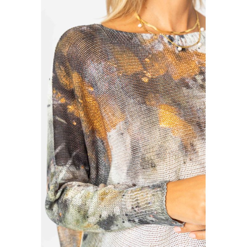 PAINT SPRAY PRINTED SWEATER - BROWN