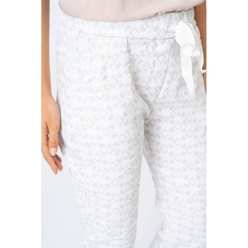 SQUARE PRINTED JEGGING - WHITE