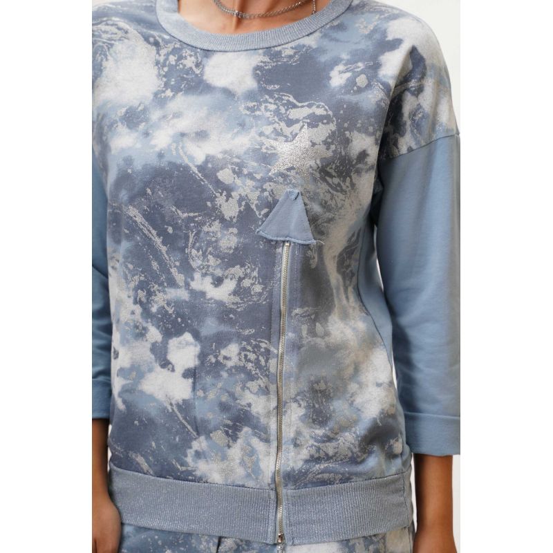 SWIRL PRINT SWEATSHIRT - BLUE JEAN