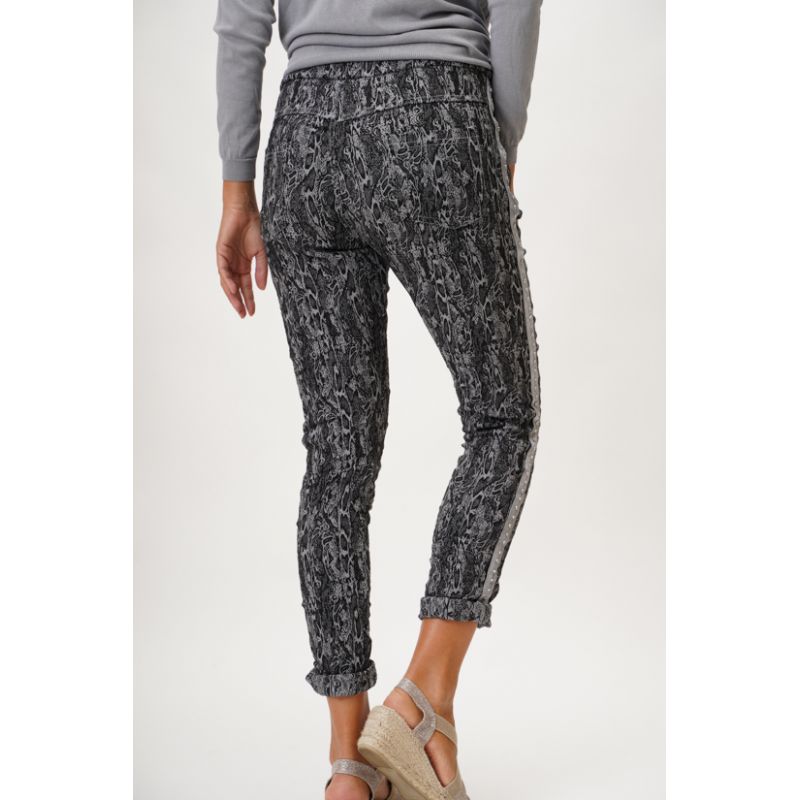 WOOD PRINTED JEGGING - GREY
