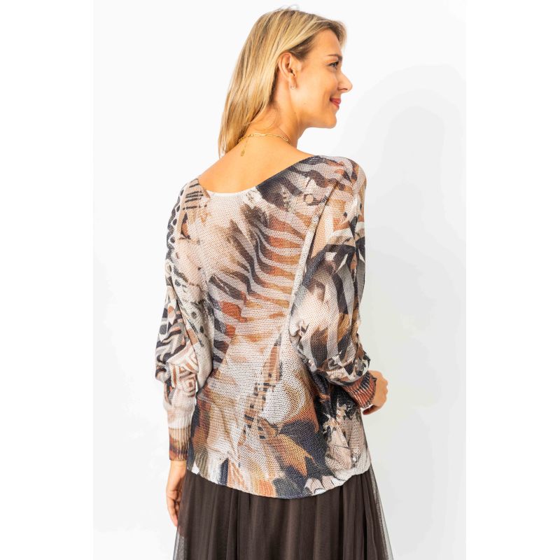 ZEBRA PRINTED SWEATER WITH GOLD FOIL - BLUE