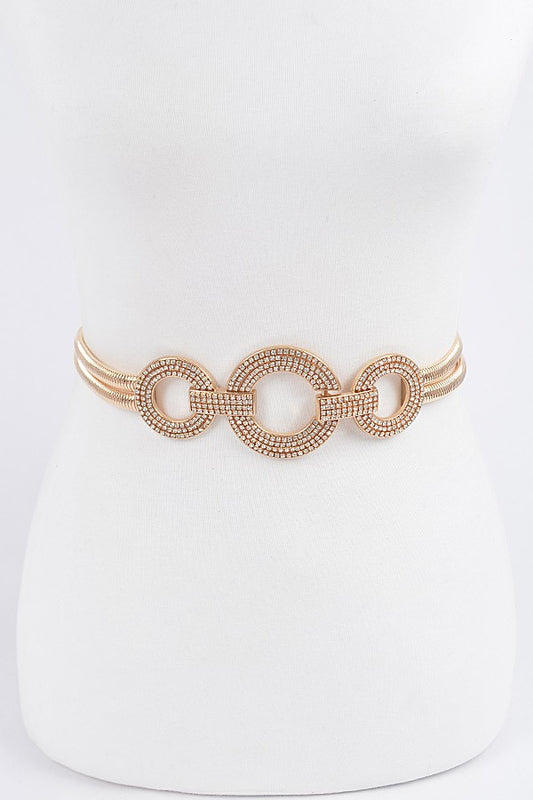 DOUBLE RING METAL STRETCH BELT - GOLD