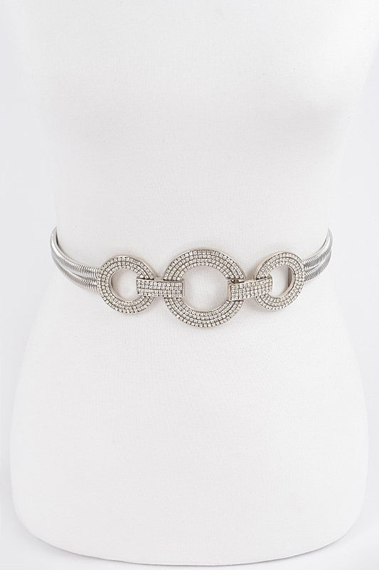 DOUBLE RING METAL STRETCH BELT - SILVER