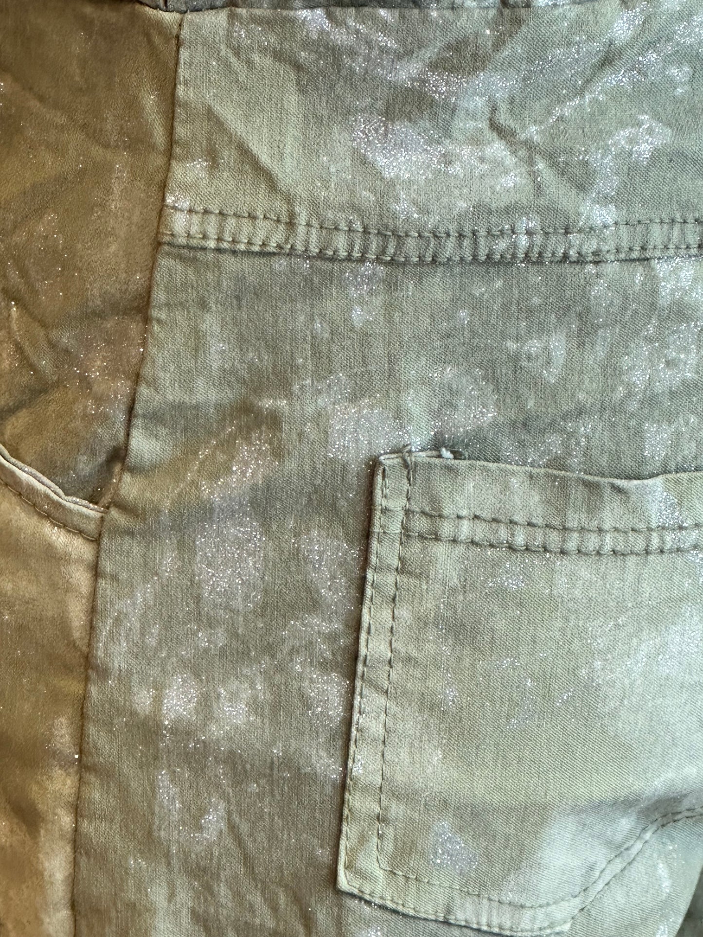 SWIRL GLITTER PRINT JEGGING - OLIVE