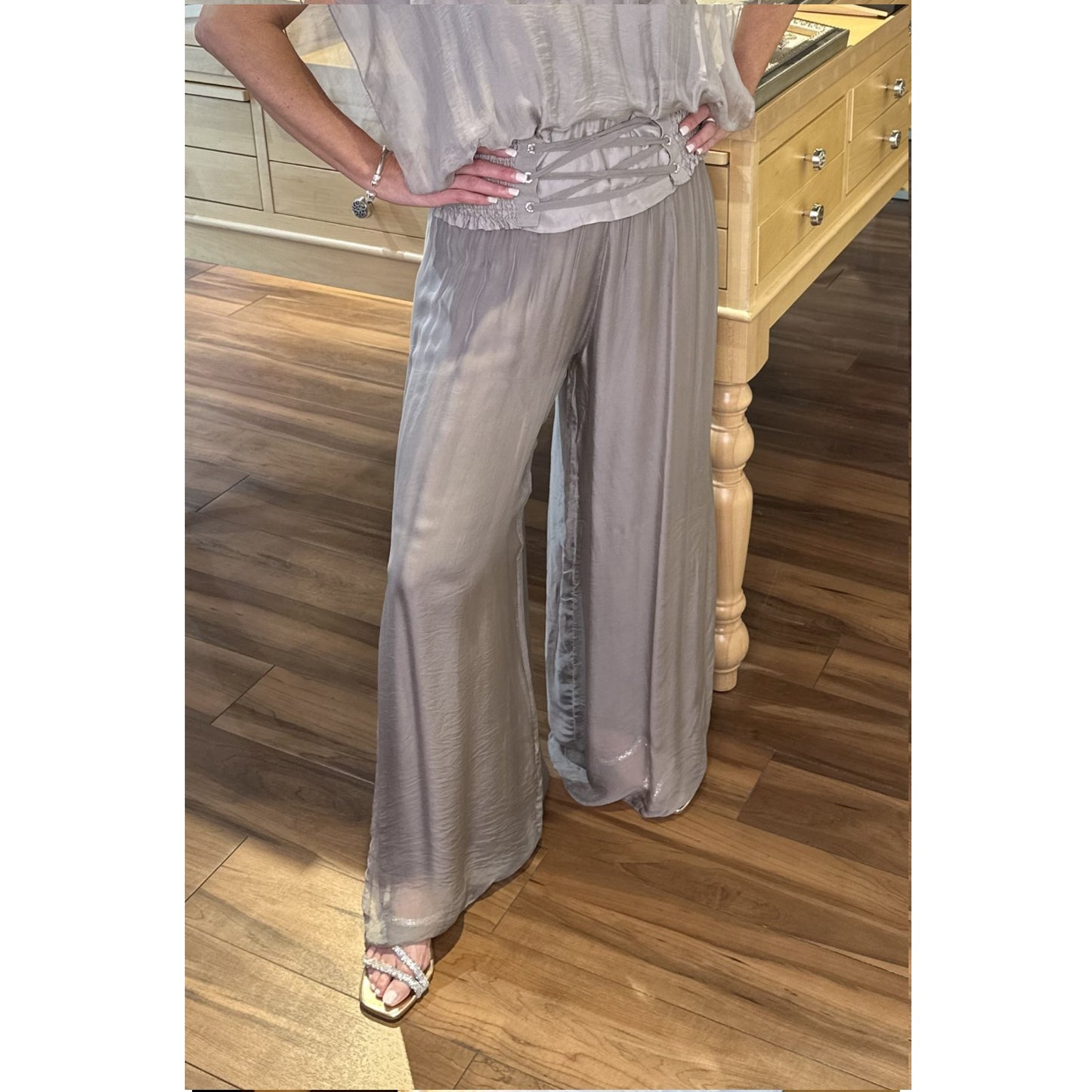 Italian Silk Pants - Taupe