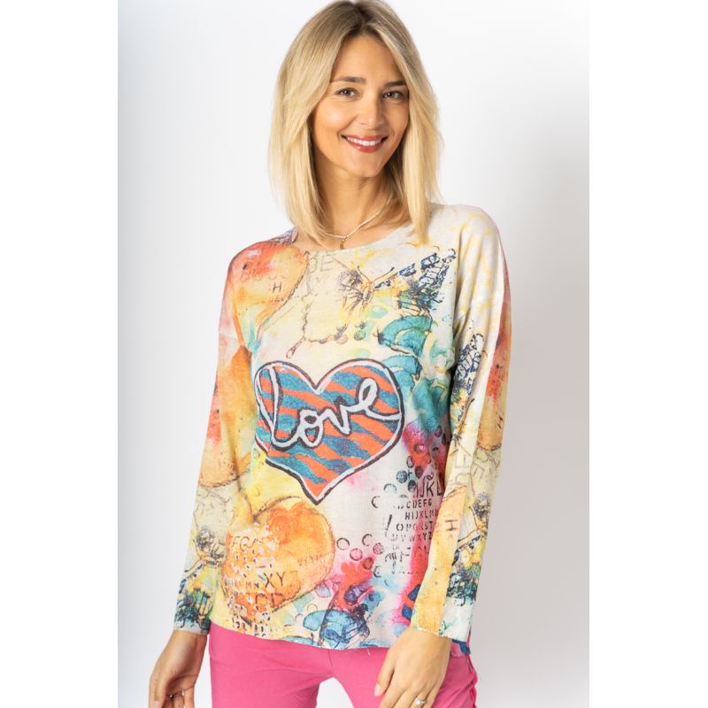 ABSTRACT PRINT TOP "LOVE"