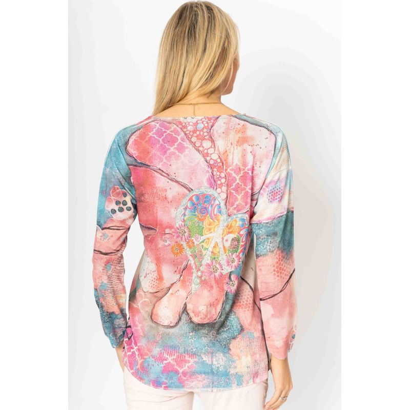 ABSTRACT PRINT TOP "PEACE HEART"