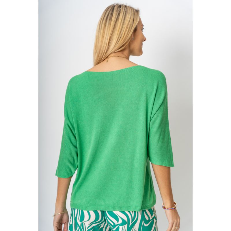 EMBOSSED STAR SWEATER - GREEN