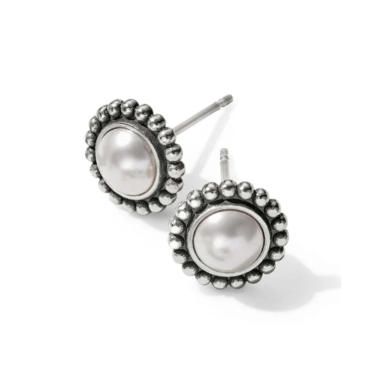 Luster Mini Post Earrings - Silver/Pearl