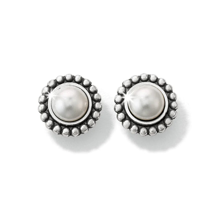 Luster Mini Post Earrings - Silver/Pearl