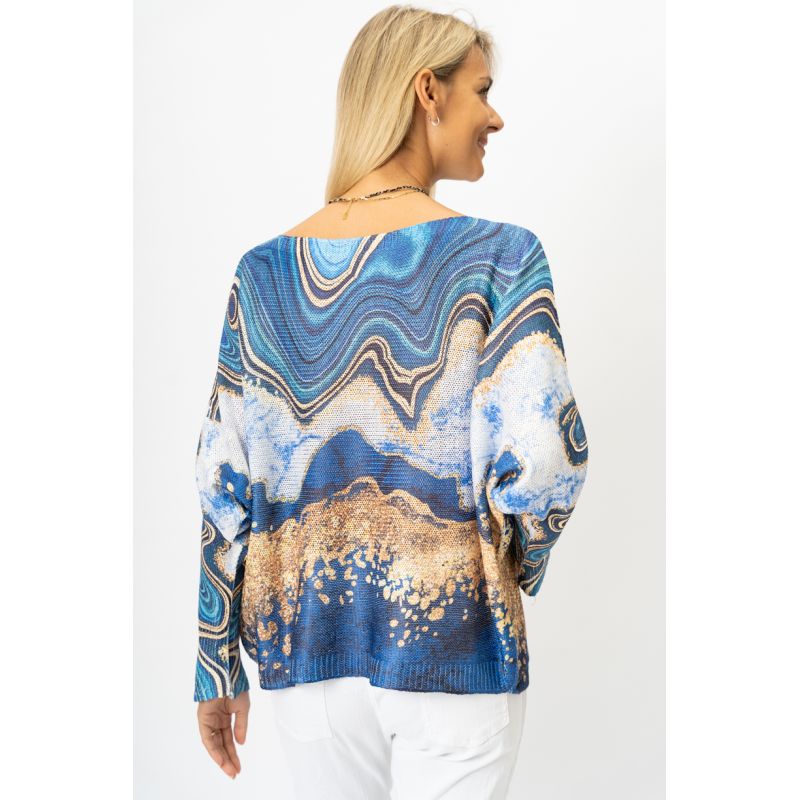 MARBLE PRINT SWEATER - ROYAL