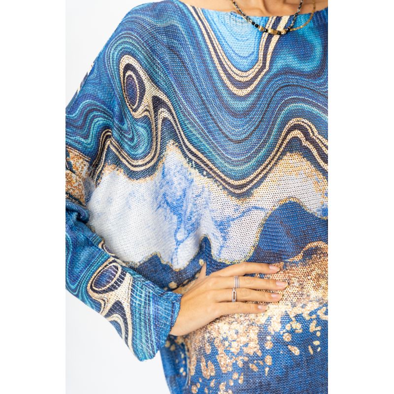 MARBLE PRINT SWEATER - ROYAL