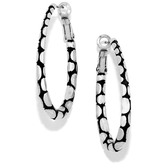 Pebble Oval Hoop Earrings - Silver